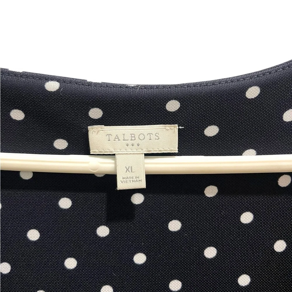 Talbots Polka Dots Ruched Midi Dress Navy Blue & White Woman’s Size XL - Picture 5 of 11